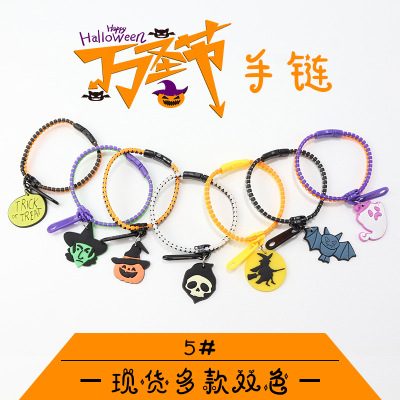 No. 5 Resin Zipper Bracelet Halloween Theme Bracelet Colorful Two-Color Cartoon Bracelet Factory in Stock Wholesale