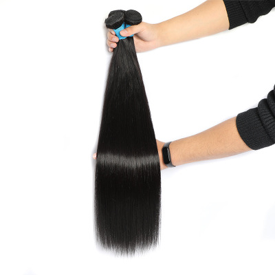 Real Human Hair Bubble Hair Weft Human Hairbone Straight Bundles Can Be Bleached and Dyed African Wig