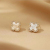 Tiktok Same Style Red White Green Black Four Leaf Clover Ear Stud Sterling Silver Needle High-End Fashion Show Graceful Earrings Factory Direct Sales