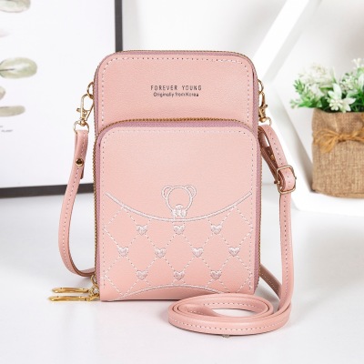 2020 Soft Surface Dark Cell Vertical Model in Square Shape Zipper Lady Bazaar Solid Color Spot Korean Style Women's Phone Bag