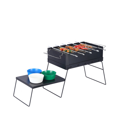 Outdoor Picnic Stainless Steel Barbecue Grill Grill Folding Charcoal Oven with Table Portable Picnic Wholesale