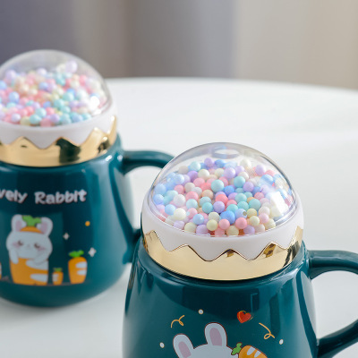 Year of Rabbit Activity Gift Ceramic Cup with Lid Nordic Instagram Style Mug Good-looking Mid-Autumn Festival Practical Gift