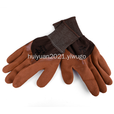 Gloves Men's Construction Site Work Foam King Wear-Resistant Dipping Breathable Non-Slip Rubber Hanged with Glue Coating Outdoor Working Labor Protection