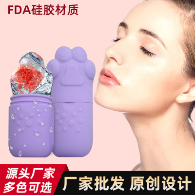 New Style Cat's Paw Facial Silicone Ice Tray Facial Ice Cube Ice Compress Massage Roller Wholesale