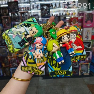 One Piece Card Holder Keychain Cartoon Student Card Bus Pass Pendant