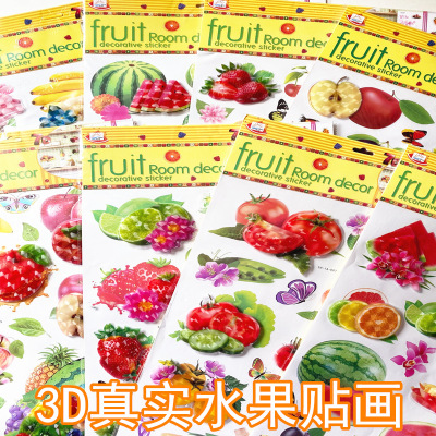 Fruit Layered Concave-Convex PVC Sticker 3D Stickers DIY Children Little Kids Notepaper Large Size Indoor Stickers