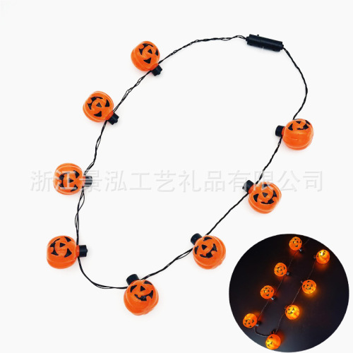 halloween led pumpkin lamp necklace ghost festival pumpkin lamp bubble luminous lighting chain led pumpkin lamp hair