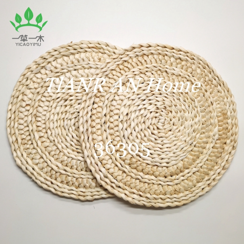 japanese-style simple straw placemat corn leather placemat three-strand braid corn leather woven placemat thickened heat insulation casserole mat