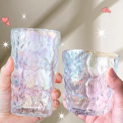glacier pattern glass cup colorful cup high color value internet celebrity household juice milk cup water cup promotional cup hand gift