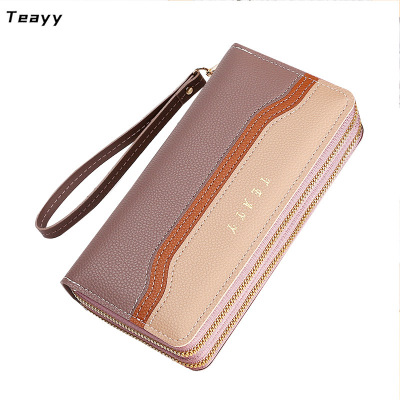 Women's Wallet Long Women's Wallet Clutch Korean-Style Stitching Contrast Color Large Capacity Double-Layer Wallet Phone Bag