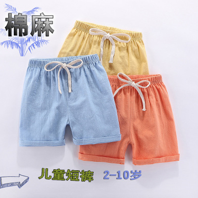 Children's Wear Boys' Short Pants Cotton and Linen Baby Outerwear Children's Children's Middle Pants Fashion Baby WeChat