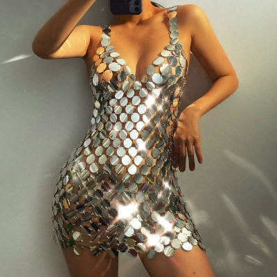 Stylish and Sexy Body Chain - Nightclub Super Glittery Handcrafted Body Jewelry with Midi Skirt