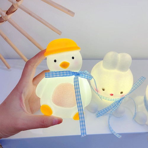 creative cartoon vinyl duck small night lamp cute luminous children‘s toy stall night market hot hot sale
