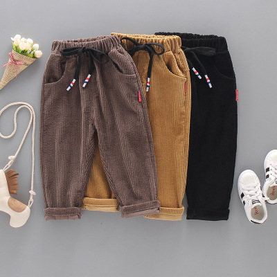 Popular New Autumn Korean Style Children Trousers Fashionable Style Boys and Girls Baby Solid Color Corduroy Pants
