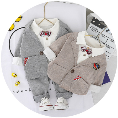Children's Suit 2021 Spring New Boys' Cotton Suit Three-Piece Cotton Korean Style Little Children's Clothing Wholesale