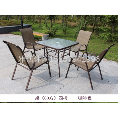 Outdoor Occasional Table and Chair Outdoor Courtyard Garden Shop Outdoor Iron Texlin Glass Table Combination Waterproof