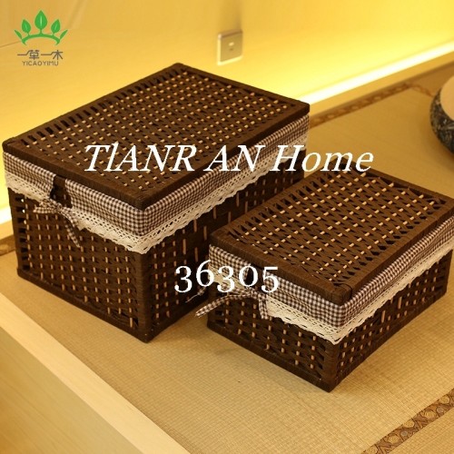 factory direct deliver storage box rattan woven covered clothing storage basket drawer woven clothes storage basket snack storage box