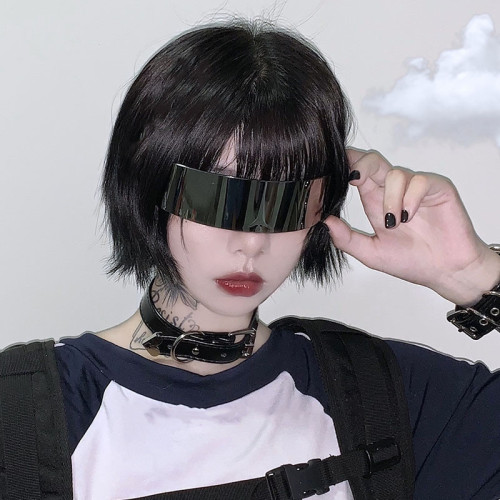 japanese super cool hard girl future technology sense sunglasses bar disco personality party street shooting sunglasses