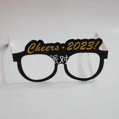 New Year 2023cheers Black New Laser Paper Gold Powder Happy New Year Photo Party Glasses