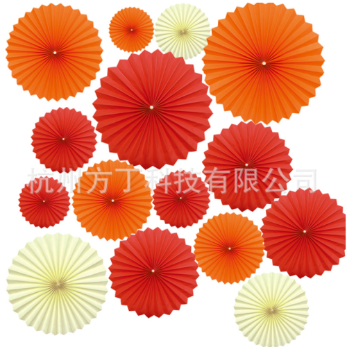 Decorative Single-Layer Paper Flower Thick Fan Handmade Folding Paper Fan Flower Wholesale Pearl Single-Layer Fan