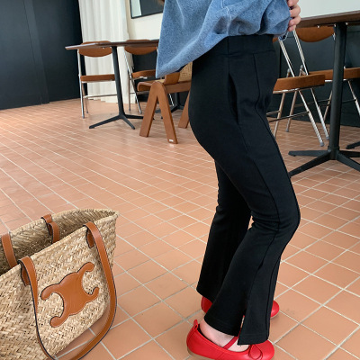 Aimo Baby Children Split Flared Pants 2022 Autumn New Girls' Korean Style Slim Fit High-Elastic Fashion Long Pants