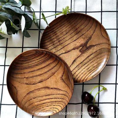 Wooden Tableware Whole Wooden Saucer Japanese Hotel Dim Sum Dish Solid Wood Snack and Fruit Plate Wooden Dish Household Wholesale