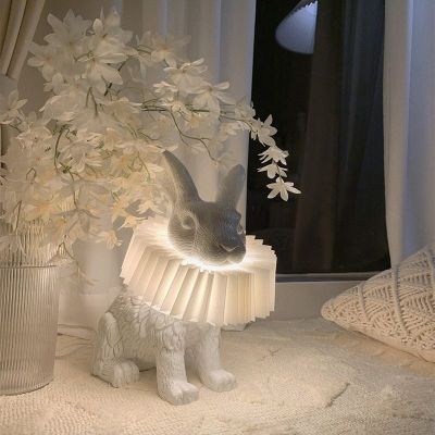 Lovely Bedroom Bedside Nordic Simple Living Room Study Cartoon Rabbit Children's Room Modeling Model Room Exhibition Hall Table Lamp