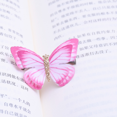 Double-Layer Golden Body Small Butterfly Dreamy Sweet Pink Side Clip Girls' Hairpin Hair Accessories Ins Style Retro Bang Clip