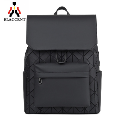 2022 New Backpack Fashion Brand Geometric Rhombus Student Schoolbag Commuter Computer Bag Fashion Large-Capacity Backpack Men