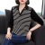 Korean Style Belly-Covering Striped T-shirt Women's Loose Lapels Middle-Aged Mom Spring Collared Top Women's Polo Shirt