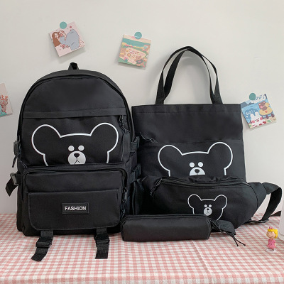 Schoolbag for Junior High School Students 2022 New Girl Bear Appearance Trendy Style Cute Campus Backpack Large Capacity