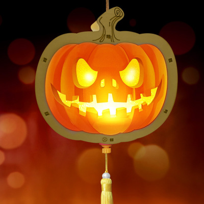 Halloween Handmade Lantern DIY Children's Portable Luminous Wooden Lantern Halloween Pumpkin Lantern Decoration