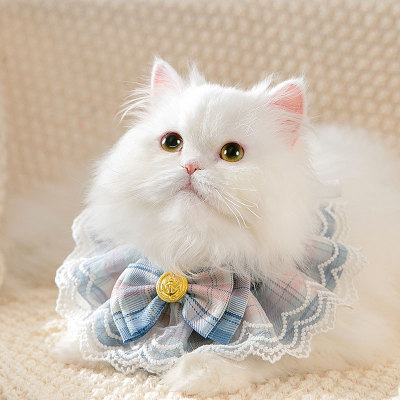 Pet Cute Style JK Plaid Scarf Cat Lace Scarf Dog Saliva Towel Muppet Medium and Small Dog Collar