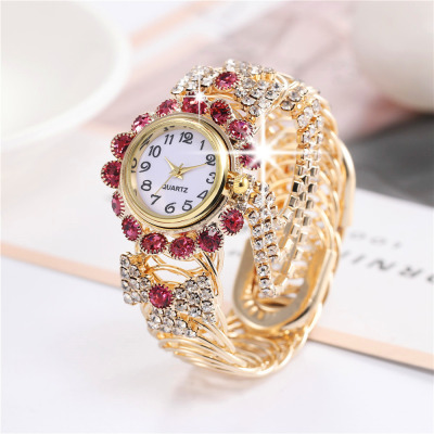 Tik Tok New Korean Style Women's Diamond-Embedded Elegant Quartz Watch Fashion Alloy Bracelet Watch Women's in Stock Wholesale