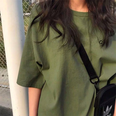 Short Sleeve T-shirt New Arrival Olive Student Women's Clothes Fashion Slim-Fitting Loose Clothes One Piece Dropshipping