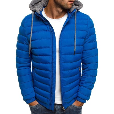 Foreign Trade Winter New down Cotton Coat Men's European Size Solid Color Hooded Padded Cotton Coat Loose Men's Clothing Cotton-Padded Jacket