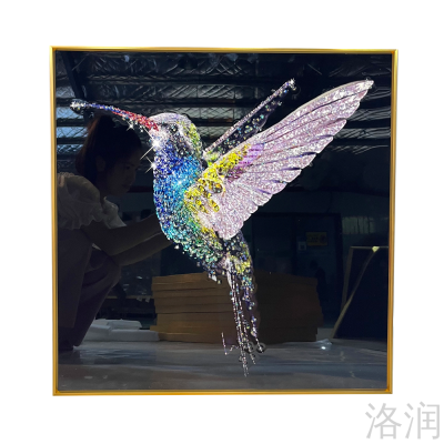 Factory Direct Supply Crystal Porcelain Painting Crystal Porcelain Decorative Painting Kingfisher Crystal Porcelain Decorative Calligraphy and Painting Crystal Porcelain Diamond-Embedded Painting Crystal Shell Decorative Painting