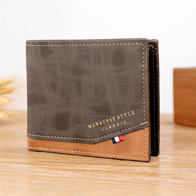 Stitching Wholesale Frosted Multiple Card Slots Casual Retro Style Wallet Pu Wallet Wallet Men's Short Wallet