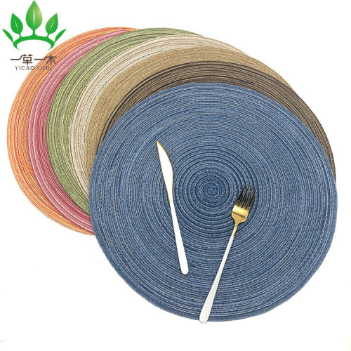 nordic round placemat cotton yarn western-style placemat cotton woven placemat non-slip insulation mat cup mat bowl mat