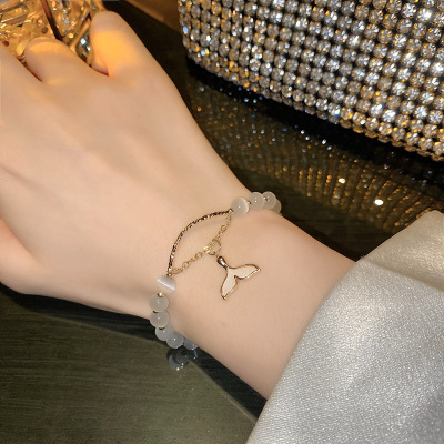 Opal Bracelet Female Summer Simple Ins Special-Interest Design Light Luxury Girlfriends High Sense Girl Bracelet Fishtail Bracelet