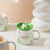 Ceramic Mug Cup Rabbit 3D Shape Green Leaf with Lid Can Inke Logo Easter Rabbit