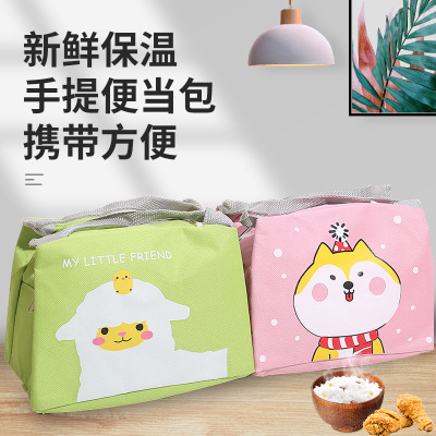 New Portable Small Lunch Box Bag Outdoor Thickened Winter Warm Insulated Bag Cute Cartoon Bento Bag