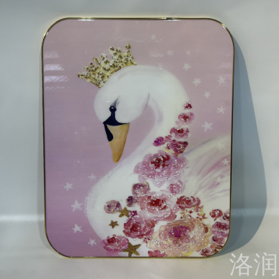 Hallway Crystal Porcelain Decorative Painting Swan Crystal Porcelain Painting Bedside Crystal Porcelain Decorative Calligraphy and Painting Decorative Painting Factory Crystal Porcelain Painting Factory