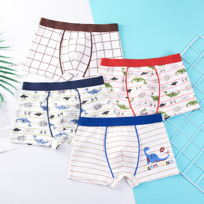 Children 'S Underwear Cotton Boxer Shorts For Boys Baby Boy Cartoon Dinosaur Medium And Large Children 'S Shorts Wholesale