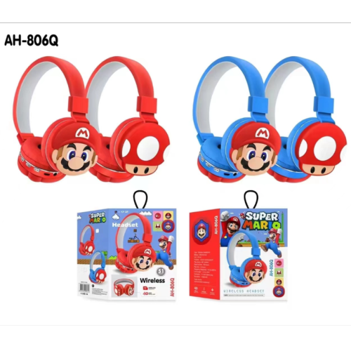 creative new ah806q headset silicone cartoon mario bluetooth headset wireless multifunctional children‘s gift