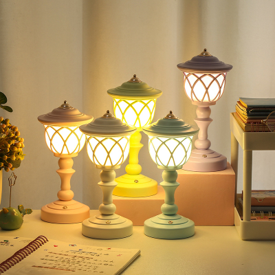 Creative Mesh Retro Small Night Lamp Ins Cute Pretty Girl Romantic Bedroom Charging Lamp Nordic Style Mini USB