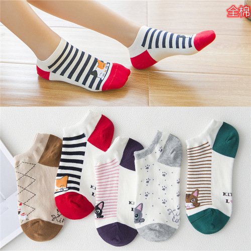 Popular Socks Women‘s Socks Cute KTI Cat Summer Cartoon Cat Ankle Socks Wholesale Factory Direct Sales Wholesale