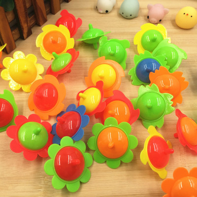 Small Flower Gyro Children's Toy Plastic Hand Turn Small Spinning Top Traditional Nostalgic Colorful Children's Kindergarten Toy