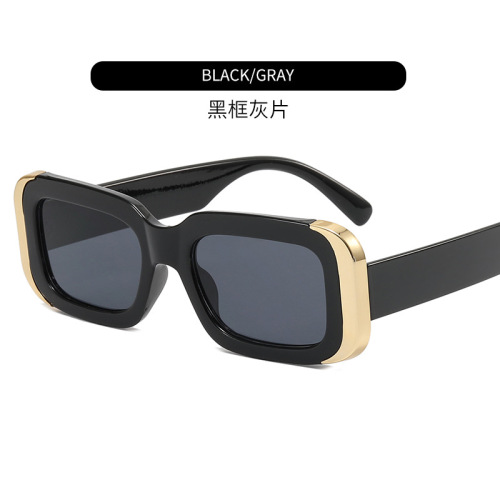 Korean Style Vertical Gold Frame Sunglasses Men‘s Fashionable Driving Cool Sun Glasses Outdoor Travel Sunglasses Sunglasse