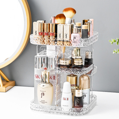 New Rotating Cosmetic Case Transparent Non-Acrylic Cosmetic Storage Box Skin Care Dressing Table Storage